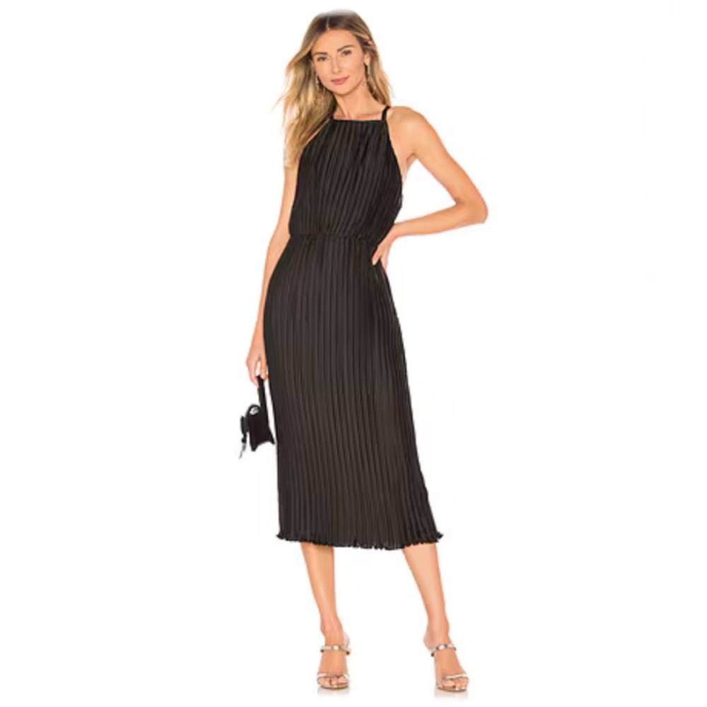 House of Harlow 1960 REVOLVE Pleated Elastic Waist Keyhole Back Dress in Black